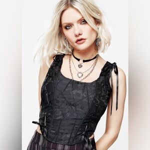 Disturbia Chatelaine Lace Detail Corset Top, size US 10/UK 14